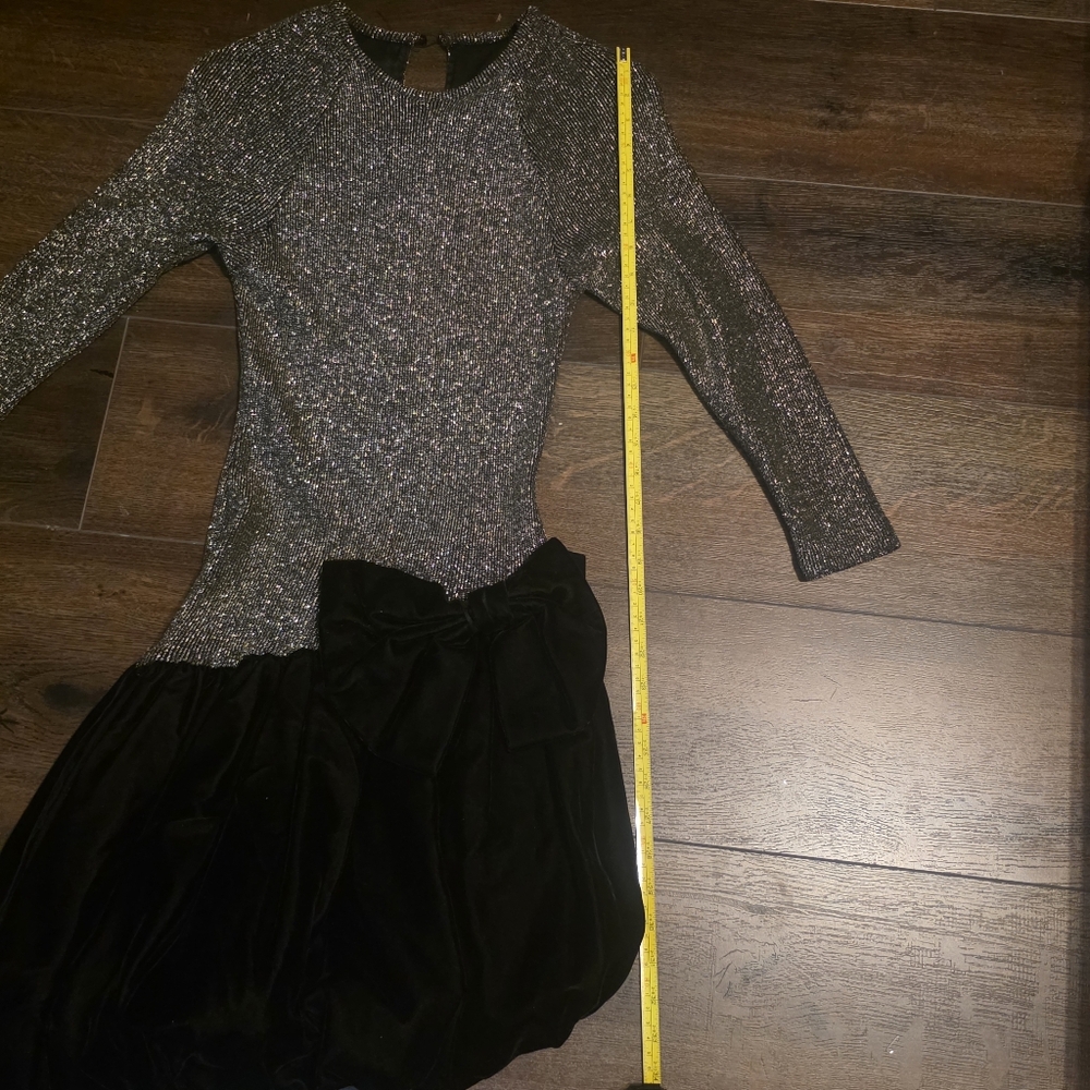 vtg 80s Gold And Black mini dress sz 4 metallic bubble hem - Picture 10 of 16